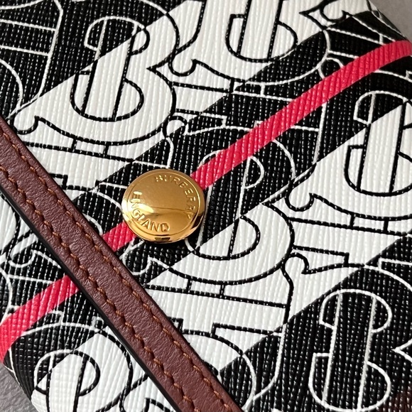 Burberry E-Canvas TB Monogram Stripe Continental Wallet In Bridle Brown - Picture 8 of 14